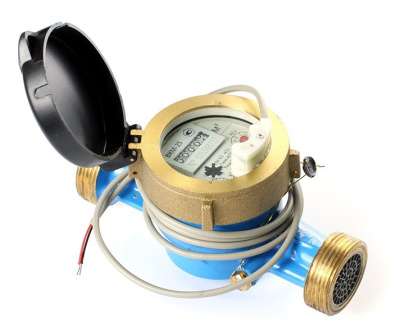 Счетчик воды ВКМ-15ДГ Импульсный для ХВС L=110мм МОКРОХОД одноструйный со сгонами, крыльчатый. IP68