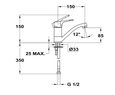 110 JUN EVO  Смеситель для умывальника, с поворотным изливом 150 мм MOFEM 