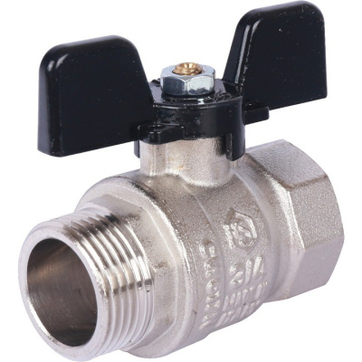 Стандартнопроходной шаровой кран 3/4" резьба  внутренняя-наружная, ручка бабочка STOUT 