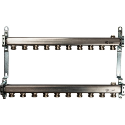 Коллекторный блок STOUT в сборе 1"х 10 вых x 3/4" SMS 0923 000010 нержавеющая сталь