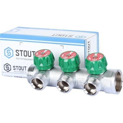 Коллектор хромированный 1" х 3 х 3/4" SMB-6850-013403 STOUT евроконус