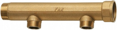 Коллектор проходной нерегулируемый FAR 1.1/2"х1" 2 выхода Нар-резьба раст. между отводами 100 мм