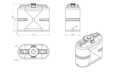 Емкость S 500 oil для топлива 580 х 1260 мм (ширина х длина) 150 мм диаметр горловины