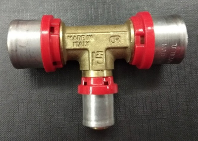 Тройник 32 х 26  x 32 Редукционный  пресс TIEMME   Металлопластик 1650064