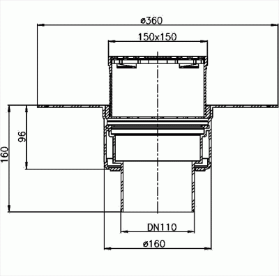HL62BP/7 DN 75 Кровельная воронка с корпусом из ПВХ, с теплоизоляцией, с вертик выпуском и обогревом