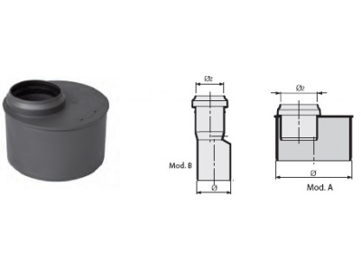 Переход-редукция канализационная короткая DN  110мм нар.x50мм вн. полипропиленовая, серая Синикон