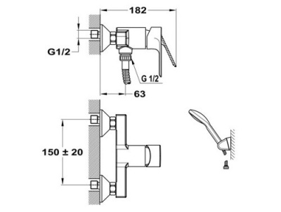 402 TREND PLUS ART  Смеситель для душ.кабины без излива с настенным держателем MOFEM
