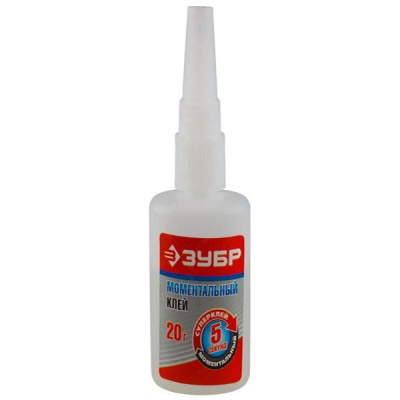 Моментальный клей ЗУБР , суперклей 5 секунд, 20 г на блистере.