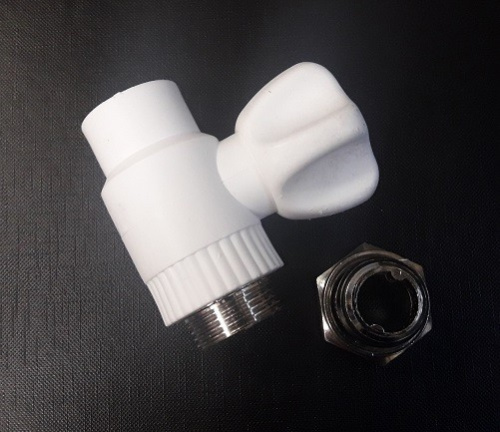 Кран полипропиленовый радиаторный прямой PPRC D25*3/4  белый РОССИЯ (упаковка 60 шт) КРОСС