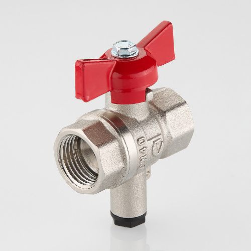 Кран шаровой СТАНДАРТ, никель, для подкл датч, рукоятка бабочка, 1/2", вн.-вн PN40 (ГОСТ) VT.128.N.0