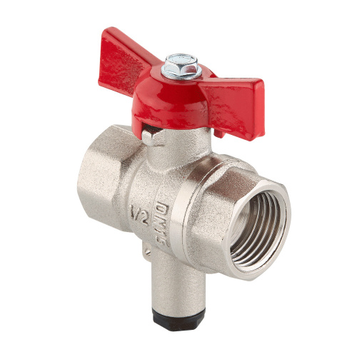 Кран шаровой СТАНДАРТ, никель, для подкл датч, рукоятка бабочка, 1/2", вн.-вн PN40 (ГОСТ) VT.128.N.0