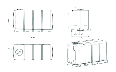 ЕМКОСТЬ K 4000 ли1680  х 1172 x2640  Диаметр горловины 400 мм При эксплуатации обязательна обрешетка