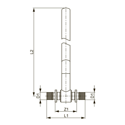 Монтажная трубка (тройник) TECEflex для подключения радиаторов, 16 x 15 x 770 мм, никелированна