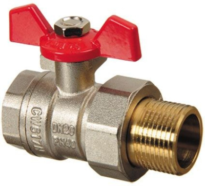 Кран шаровый для воды TERMA-R-RED, с американкой рукоятка бабочка 1,1/4" Внутренняя-Наружная резьба