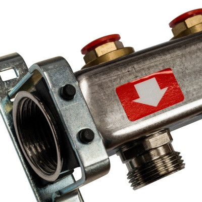 STOUT Коллекторная группа нерж. с запорными клапанами 1"х 8 вых.x 3/4" SMS 0922 000008