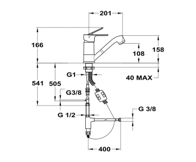304 TREND PLUS ART Смеситель для мойки c поворотным изливом 201 мм  MOFEM 