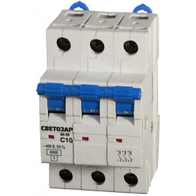 Автоматический выключатель СВЕТОЗАР, 3 полюсный, 32А,400 В,6Ка,тип расцепления "С"