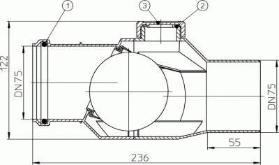 HL 4/7 DN50 обратный канализационный клапан шар- поплавок DN75