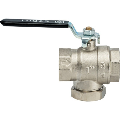 Кран шаровой с фильтром  1" резьба вн.-вн., ручка рычаг STOUT