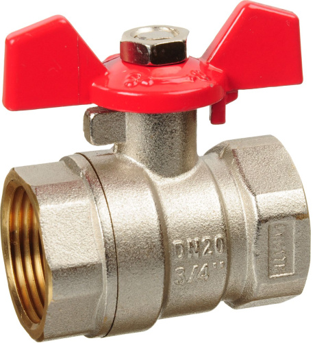 Кран шаровый для воды TERMA-R-RED,  рукоятка бабочка   3/4" Внутренняя-Внутренняя резьба
