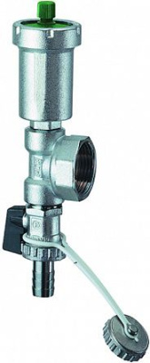 Хромированный узел 1.1/2" с автоматич воздухоотводчиком и сливным краном  нар. р