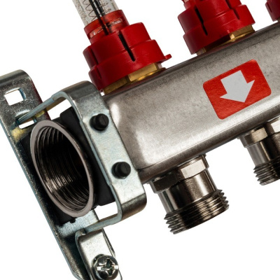 STOUT Коллекторная группа нерж. со встроенным расходомерами в сборе 1"х11 вых.x 3/4" SMS 0917 000011