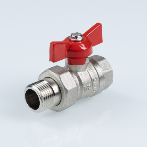 Кран шаровый со сгоном ГОСТ Р 59553-2021, Бабочка рукоятка 1/2" вн.-нар. VALTEC  VT.127.N.04