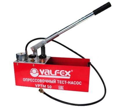 Опрессовочный тест-насос VALFEX для систем водоснабжения, отопления 50 бар, бак 12 л. 1/2"