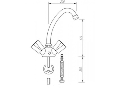 105 METALLICA CER  Смеситель для мойки, излив 200 мм. с керамической кран-буксой MOFEM