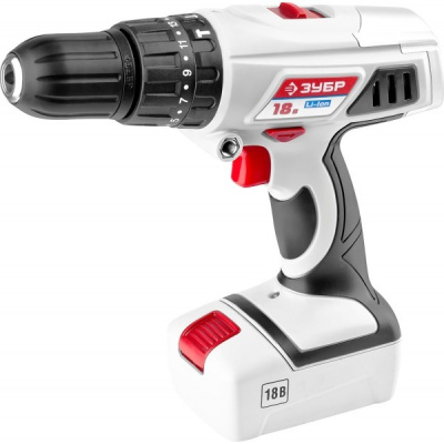 Дрель-шуруповерт аккумуляторная Li-ion 18 В,крутящий момент 54/27 Hm, 16 уровней + удар  , ЗУБР