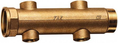Коллектор проходной нерегулируемый FAR 1.1/2"х3/4" 4 парал отвод вн. р  раст. между отводами 100 мм