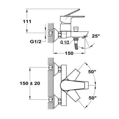 201 TREND PLUS ART Смеситель для ванны литой излив 140 мм. без душевого набора MOFEM 