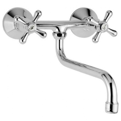 306 TREFF  Смеситель для мойки, настенный, излив 125 мм. с классической кран-буксой MOFEM 