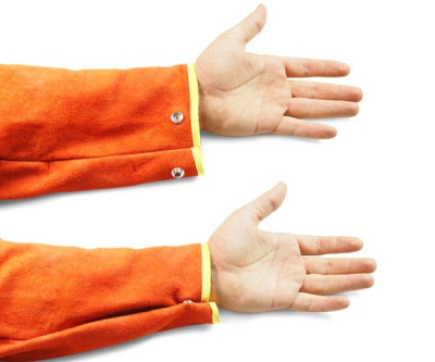 Спилковый фартук сварщика c рукавами , размер XL , длина 90 см от горловины до низа, FOXWELD