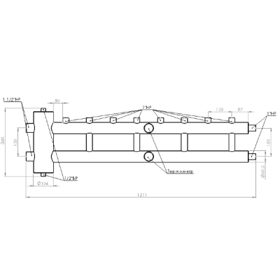 Коллектор с гидрострелкой 120 кВт 5 контуров 1,1/2х1 GSK 40-4.1 AISI 304 ПроксиТерм