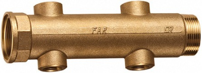 Коллектор проходной нерегулируемый FAR 1.1/2"х1/2" 4 парал отвод вн. р  раст. между отводами 100 мм
