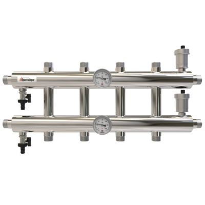 Распределительный коллектор 60 кВт 5 контуров 1х1 GK 25-5 AISI 304 ПроксиТерм