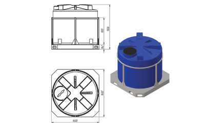 ЕМКОСТЬ Т 2000 литров в обрешетке 1600  х 1600 мм  Диаметр горловины 400 мм
