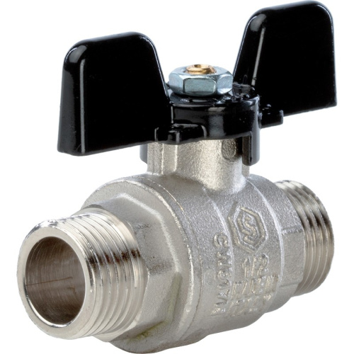 Полнопроходной шаровый кран   1,1/4" ручка бабочка резьба наружная - наружная STOUT 