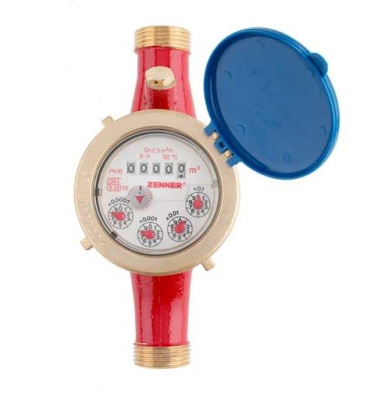 Счётчик ГВС ZENNER MTW-N,Dn25,монт.длина 260 мм,крыльчатый,многоструйный,резьбовой