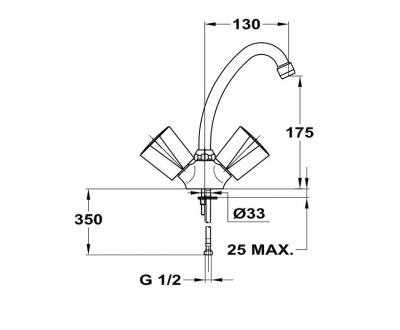 105 NOVA 130  Смеситель для умывальника, излив 130 мм.с классической кран-буксой MOFEM