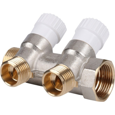 Регулировочный коллектор  на 2 вых 3/4" х 1/2" STOUT никель  SMB 6851 341202