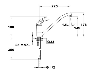302 JUN  Смеситель для мойки c поворотным изливом 225 мм  MOFEM 