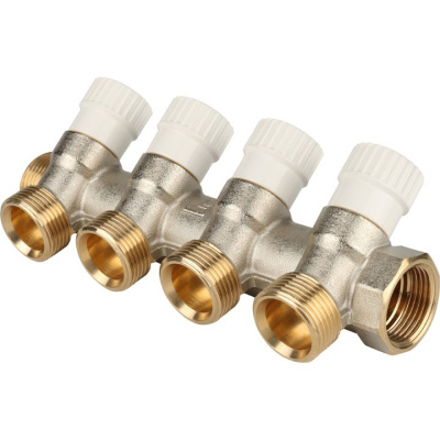 Коллектор регулировочный на 4 вых 3/4" х 3/4" евроконус STOUT никель  SMB 6851 343404