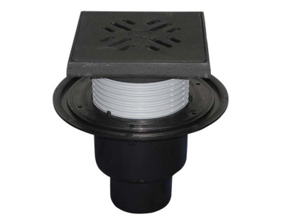 HL 310NG- DN 50/75/110 Трап с решеткой и подрамником из чугуна, видим части 137х137 