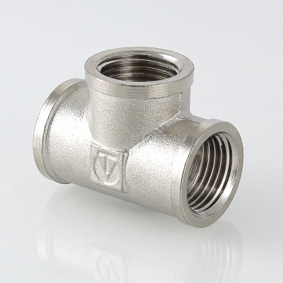 Тройник 1,1/2" вн.-вн.-вн. латунный никелированный фитинг                      VALTEC VTr.130.N.0008