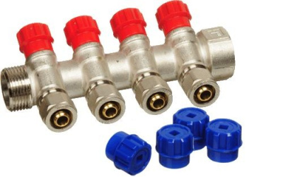 Коллектор с Регулировочными вентилями  1" х 4 выхода 16 мм Наружная резьба TeRma (TRm)  