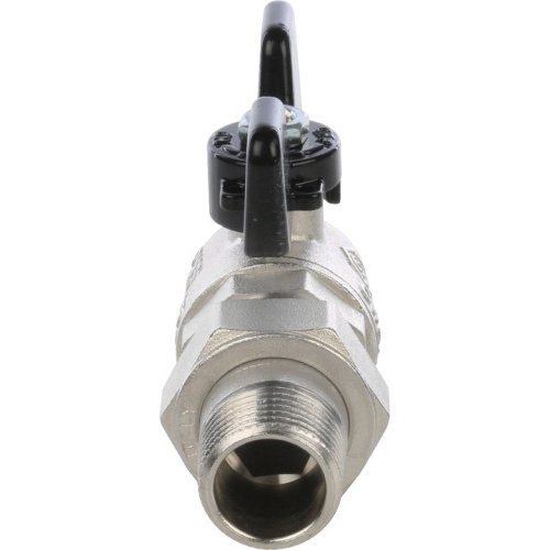 Полнопроходной шаровый кран со сгоном угловой  1/2" ручка бабочка резьба внутренняя - наружная STOUT