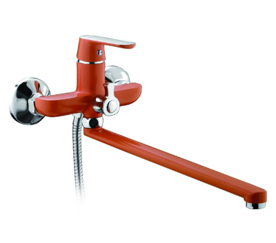 F 2232 Смеситель для ванны с изливом 35F 35см переключатель в корпусе,оранжевый/хром,однорукий  FRAP