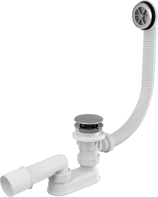 Сифон для ванны CLICK/CLACK 1.1/2"х40 A505CRM Alcaplast хром, дон.клап/реш.перелива(Пластик/Металл)